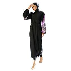 IWEMEK Burkini Damen Muslim Ganzkörper Badeanzüge Langarm Schwimmkleid + Bade Leggings Schwimmhose + Hijab 3tlg Sonnenschutz Bademode Islamische Schwimmanzug Arabisch Badebekleidung Schwarz 11 L von IWEMEK