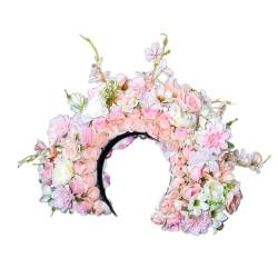 IWOMA Doppelseitiges Blumen-Haarband mit Rosenblüte, modisch, für Damen, Braut, Haar-Accessoire, Brautgirlanden von IWOMA