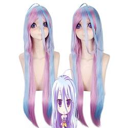 Wig for NO GAME NO LIFE Shiro 100cm Cosplay Wig for Women Female Long Straight Heat Resistant Synthetic Hair Wig Purple Blue Mixed von IXITAB