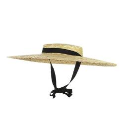 IYSHOUGONG DONNE RAFFIA LIGE BRAME BRAME HUT 121518 CM RAND Strohhut Flach Femmes Sommer avec un groupe noir blanc Tie Sonnenhut Beach Cap Da Spigigia von IYSHOUGONG