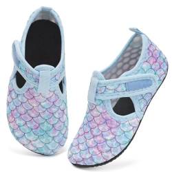 IceUnicorn Badeschuhe Kinder Schwimmschuhe Jungen Mädchen Strandschuhe Baby Aquaschuhe Barfußschuhe Kleinkind Wasserschuhe(0XMXQ-Fischschuppen lila-grün, 28/29 EU) von IceUnicorn