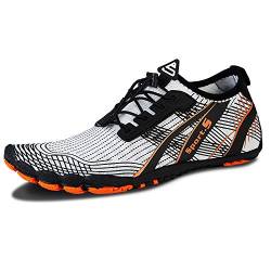 IceUnicorn Barfussschuhe Herren Damen Zehenschuhe Aquaschuhe Fitnessschuhe Laufschuhe Traillaufschuhe Wassersportschuhe(Weiß, 44EU) von IceUnicorn