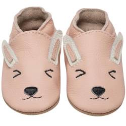 IceUnicorn Krabbelschuhe Baby Lauflernschuhe Jungen Mädchen Weicher Leder Babyhausschuhe Kleinkind Rutschfeste Lederschuhe Baby(Kaninchen Rosa, 18-24 Monate) von IceUnicorn