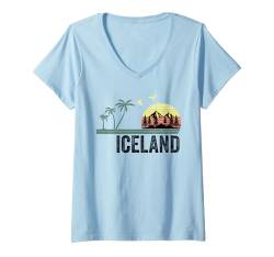 Damen Island Souvenir Urlaub Reisen Männer Frauen Erinnerung T-Shirt mit V-Ausschnitt von Iceland Reminder Souvenir