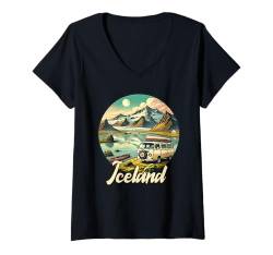 Damen Island Souvenir Urlaub Reisen Männer Frauen Erinnerung T-Shirt mit V-Ausschnitt von Iceland Reminder Souvenir