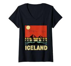 Damen Island Souvenir Urlaub Reisen Männer Frauen Erinnerung T-Shirt mit V-Ausschnitt von Iceland Reminder Souvenir