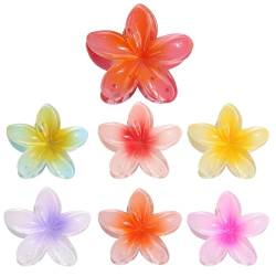 Hawaiianischer Blumen Krallenclip für Frauen | 7 Stück rutschfeste Blumenklammern | Krallenclip mit starkem Halt | Große Haarspange für mitteldickes Haar, Haarklammern für Frauen und Mädchen von Idezek