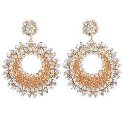 Idin Jewellery Marquiseschliff und runde Kristallblume mit Rocailles-Perlen-Ohrringe, Kristall, Kristall von Idin Jewellery