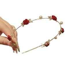 Beflockte Rosen-Haarbänder für heiße Mädchen, Foto-Stirnband, Hochzeits-Haarband mit Perle für Frauen und Mädchen von Illkjasfc