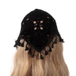 Zarter gehäkelter Turban mit Quasten, heiße Mädchen, die Fotos machen, Haarschal, Strick-Stirnband für Frauen, Reise-Haar-Accessoire von Illkjasfc