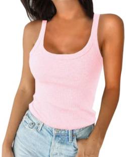 Imily Bela Tops für Damen Tank Top Sexy Oberteile Basic Schönes Schnitt Spaghetti Top Slim Fit Baumwolle（Rosa，XL） von Imily Bela