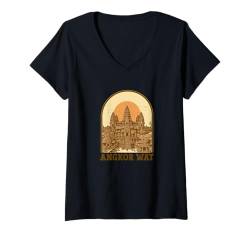 Damen Kambodscha Kambodschanisch Khmer Mönch Buddhismus Tempel T-Shirt mit V-Ausschnitt von Immer Noch Kambodschanisch