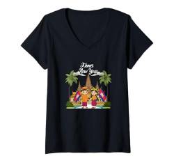 Damen Kambodscha Kambodschanisch Khmer Neues Jahr T-Shirt mit V-Ausschnitt von Immer Noch Kambodschanisch