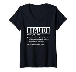 Damen Real Estate Agent Realtor Lustige Definition T-Shirt mit V-Ausschnitt von Immobilienmakler Makler Lustige Definition