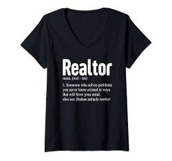 Damen Real Estate Agent Realtor Lustige Definition T-Shirt mit V-Ausschnitt von Immobilienmakler Makler Lustige Definition