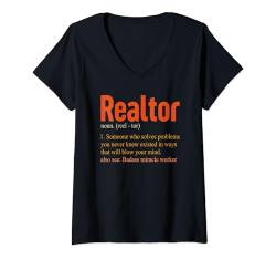 Damen Real Estate Agent Realtor Lustige Definition T-Shirt mit V-Ausschnitt von Immobilienmakler Makler Lustige Definition