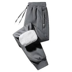 Imuedaen Jogginghose Herren Winter Fleece Gefüttert Warme Trainingshose Fleece Plüsch Gefüttert Jogger Hose Sweatpants Winterhose Traininghose mit Tasche (AA Dunkelgrau, XL) von Imuedaen