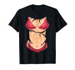 Frauen Fake Six Pack Abs Bikini Körper Fake Big Boobs T-Shirt von InGENIUS Fake Bodybuilding Sexy Körper