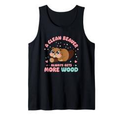 Ein sauberer Biber bekommt immer mehr Holz raunchy peinlich Tank Top von Inappropriate Humor Co.