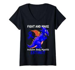 Damen Inklusion Body Myositis IBM Awareness Funny Dinosaurier Rex T-Shirt mit V-Ausschnitt von Inclusion Body Myositis Awareness Products (Lwaka)