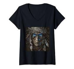 Damen Indianer T-Shirt Indian Indianer Häuptling Uhreinwohner T-Shirt mit V-Ausschnitt von Indian Shop IBK