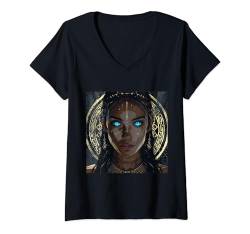 Damen Indianer T-Shirt Indian Indianerin Häuptling Uhreinwohner T-Shirt mit V-Ausschnitt von Indian Shop IBK