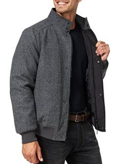 Indicode Herren Bob Winterjacke aus 50% Wolle | Herrenjacke Jacke Männer Mini Herringbone Grey L von Indicode