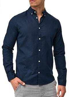 Indicode Herren Brayden Hemd gestreift mit Button-Down-Kragen | Herrenhemd Männerhemd Navy - solid XXL von Indicode