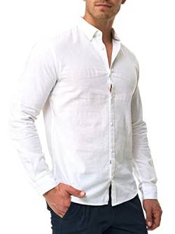 Indicode Herren Brayden Hemd gestreift mit Button-Down-Kragen | Herrenhemd Männerhemd White - solid M von Indicode