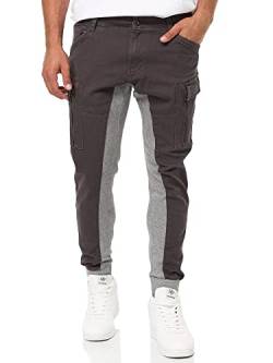 Indicode Herren Drogo Cargohose aus Baumwolle mit 5 Taschen | Freizeithose für Männer Dk Grey XL von Indicode