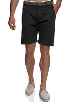 Indicode Herren Estrada Chino Shorts mit Gürtel | Chino Stretch Herrenshorts f. Männer Black M von Indicode