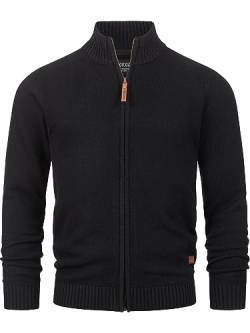 Indicode Herren INLut Strickjacke mit Stehkragen | Fein-Strick Cardigan mit Kragen und Reißverschluß Black L von Indicode