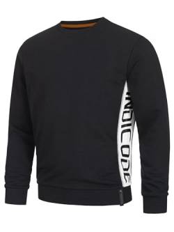 Indicode Herren INNilon Sweatshirt mit Rundhals| Herrensweatshirt Pulli Sweater Pullover Männer Black S von Indicode