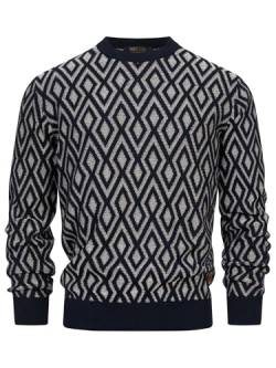 Indicode Herren INScott Pullover Gemustert mit Rundhals-Ausschnitt | Herrenpullover Strickpullover für Männer Navy Mix XL von Indicode