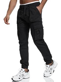 Indicode Herren Leonard Cargohose aus Baumwoll-Mix mit 5 Taschen | Cargo Hose f. Männer Black XXL von Indicode