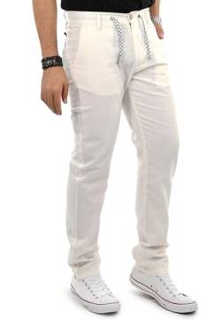 Indicode Herren Stoffhosen (S-5XL) Regular Fit Leinenhosen - 55% Leinen, 45% Baumwolle, Leichte, Atmungsaktive Hosen Männer - B798 Weiß XXXX-Large von Indicode