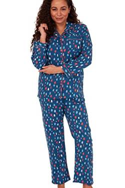 Indigo Sky Damen Luella Schlafanzug aus 100% gebürsteter Baumwolle Wincyette Pyjamaset, Splat Spot Ocean Blue, 8-10 von Indigo Sky