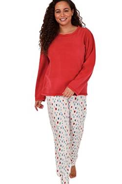 Indigo Sky Damen Women's Gemma Cosy Fleece Cuffed Pyjama Pyjamaset, Spice Red Splat Spot, von Indigo Sky