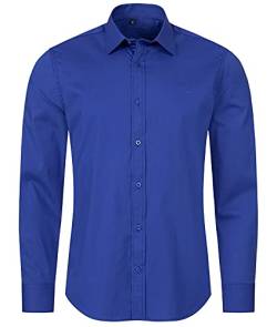 Indumentum Herren Hemd Businesshemd Hemden Langarm Business Hemd Regular Fit Herrenhemd Basic Bügelfrei Männer Hemd Shirt Elegant H-272 Royalblau 3XL von Indumentum