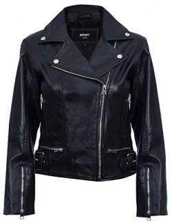 Infinity Leather Damen Aus Echtem Leder Mit Schwarzer Motorradfahrer Mode Und Reißverschluss 4XL von Infinity Leather