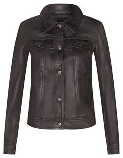 Infinity Leather Damen Leder Schwarz Trucker Classic Western Lässige Jeansjacke von Infinity Leather