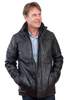 Infinity Leather Männer von mittlerer Länge Klassische Warm schwarzen Lederjacke XL von Infinity Leather