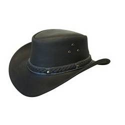 Infinity Unisex Schwarze Leder Busch Safari Aussie Cowboyhute Stil Klassische Western Outback Hut XL von Infinity