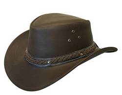 Unisex Braun Leder Busch Safari Aussie Cowboyhute Stil klassische Western Outback Hut XL von Infinity