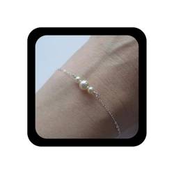 InilbranBoho Perlenarmband 3 Perlen Perlenarmband Silber Perlenkettenarmband Minimalistisches Handkettenarmband Schmuck für Frauen und Mädchen von Inilbran