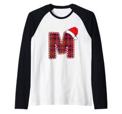 Buchstabe M Initiale Name Plaid Weihnachtsmannmütze Weihnachten Raglan von Initial Name Christmas Apparel