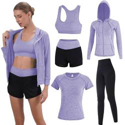 Inmarces 5 Stück Sport Set Damen Sportbekleidung Yoga Set Trainingsanzug Jogging Gym Pilates Sport Outfit Damen Set von Inmarces