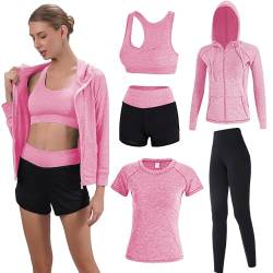 Inmarces 5 Stück Sport Set Damen Sportbekleidung Yoga Set Trainingsanzug Jogging Gym Pilates Sport Outfit Damen Set von Inmarces