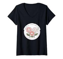 Damen Wachsen Sie in Ihrem eigenen Tempo — Inspirierendes Sprichwort Self-Care T-Shirt mit V-Ausschnitt von Inspirational Sayings Apparel Gifts