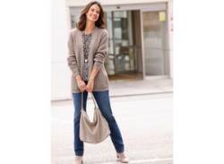 Cardigan INSPIRATIONEN Gr. 36, grau (taupe, meliert) Damen Strickjacken von Inspirationen